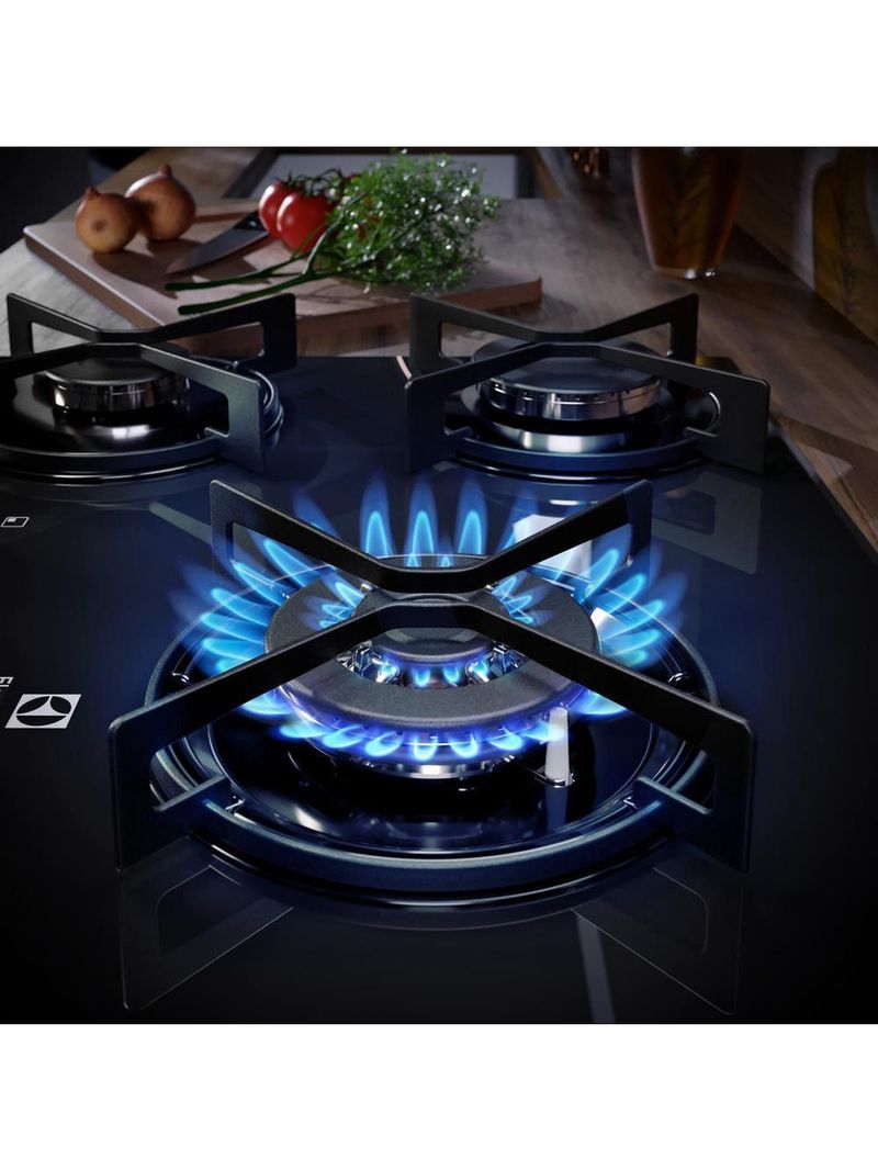 Cooktop 5 bocas electrolux ke5gt chama tripla mesa de vidro grade de aço fosco bivolt