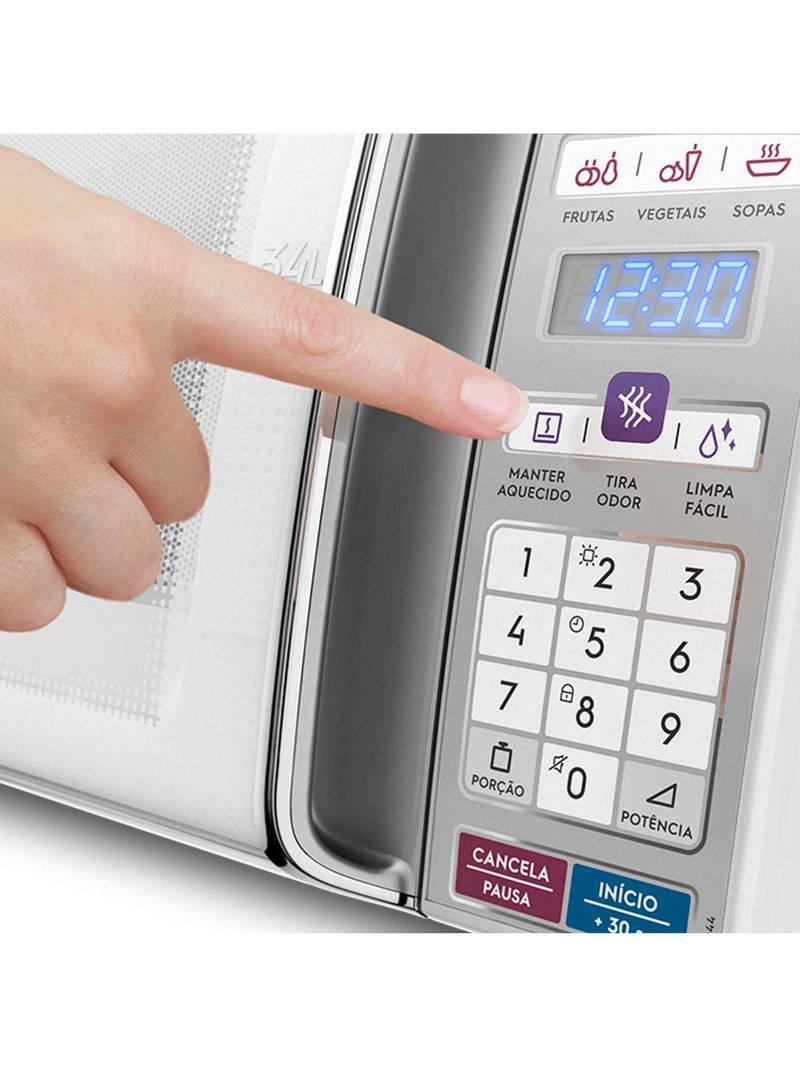 Micro-ondas electrolux meo44 34l função tira odor branco