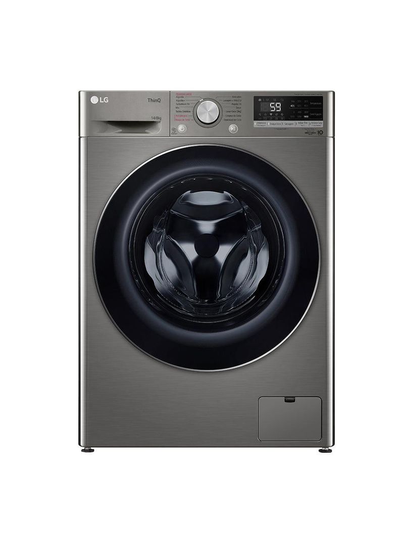 Lava e seca lg 14kg/8kg smart vc4 cv5014pc4 com inteligência artificial ai dd™ - inox