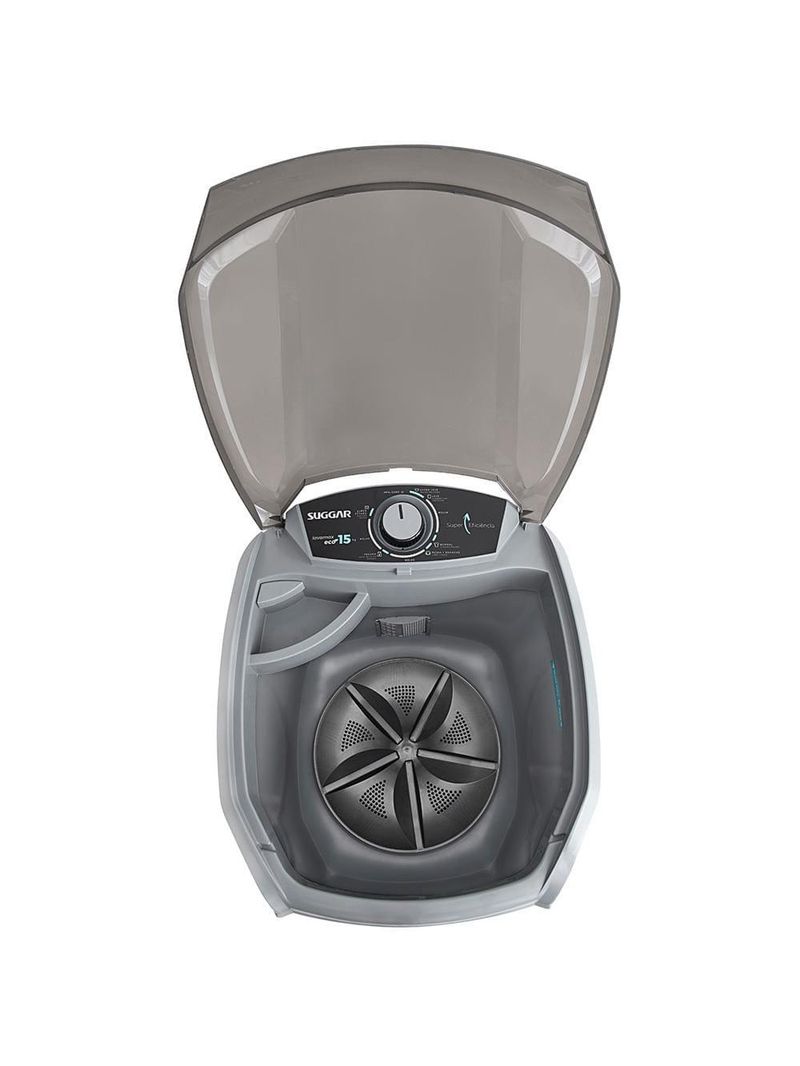 Tanquinho de roupas suggar 15kg lavamax eco le1521pr com dispenser para sabão e desligamento automático - prata