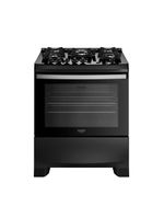 Fogão 5 bocas dako supreme glass com mesa de vidro e acendimento automático preto - bivolt