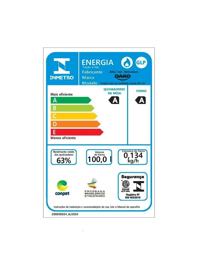 Fogão 5 bocas dako supreme glass com mesa de vidro e acendimento automático preto - bivolt