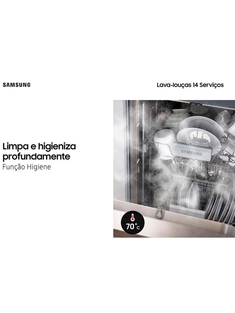 Lava-louças samsung dw60c7050fg/az 14 serviços com display de led 110v – black inox