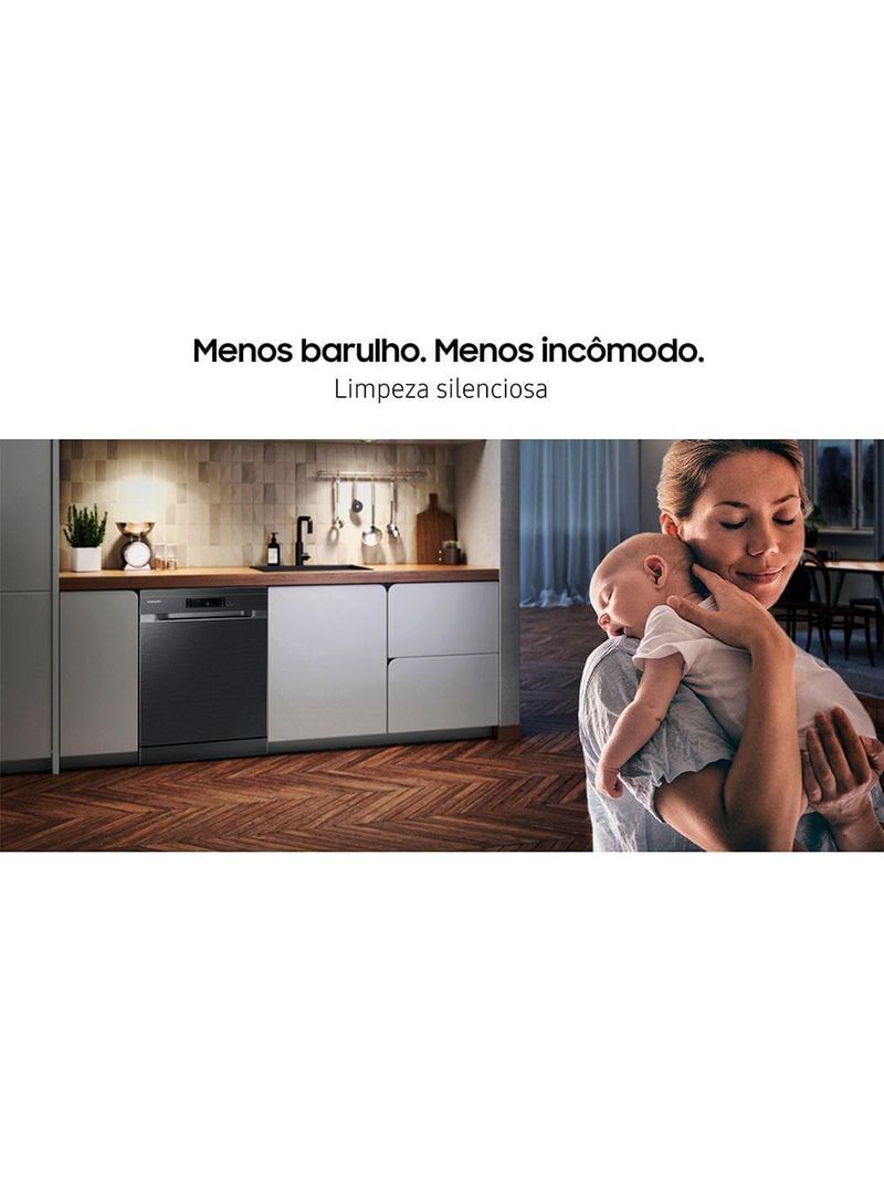 Lava-louças samsung dw60c7050fg/az 14 serviços com display de led 110v – black inox