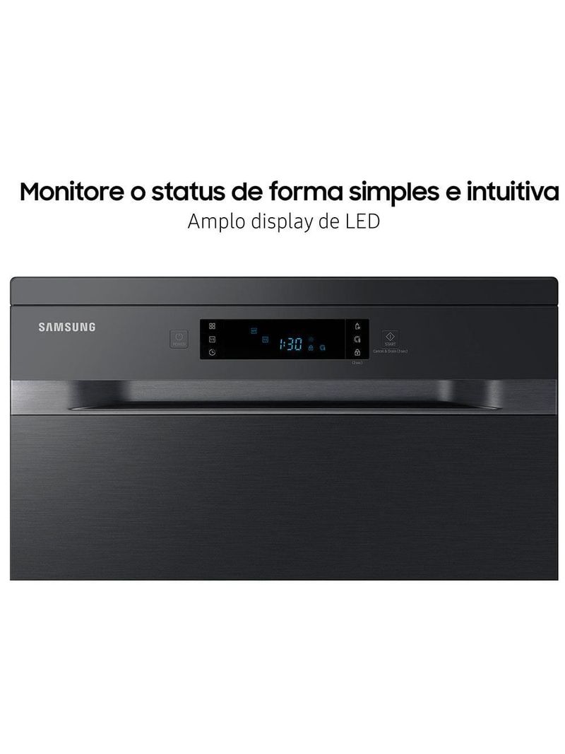 Lava-louças samsung dw60c7050fg/az 14 serviços com display de led 110v – black inox