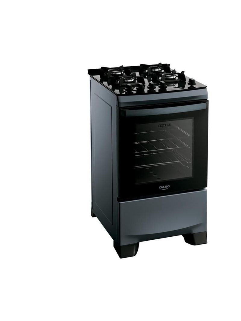 Fogão 4 bocas dako supreme timer glass com mesa de vidro e painel touch titanium – bivolt