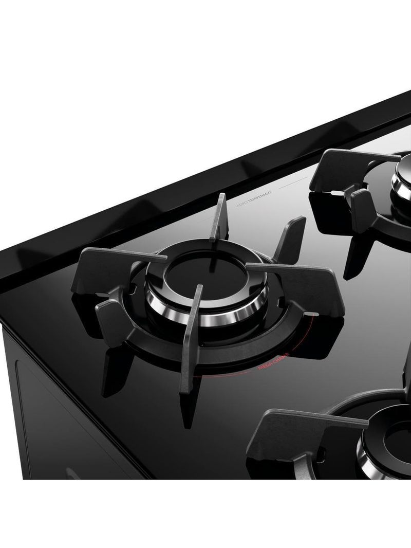 Fogão 4 bocas dako supreme timer glass com mesa de vidro e painel touch titanium – bivolt