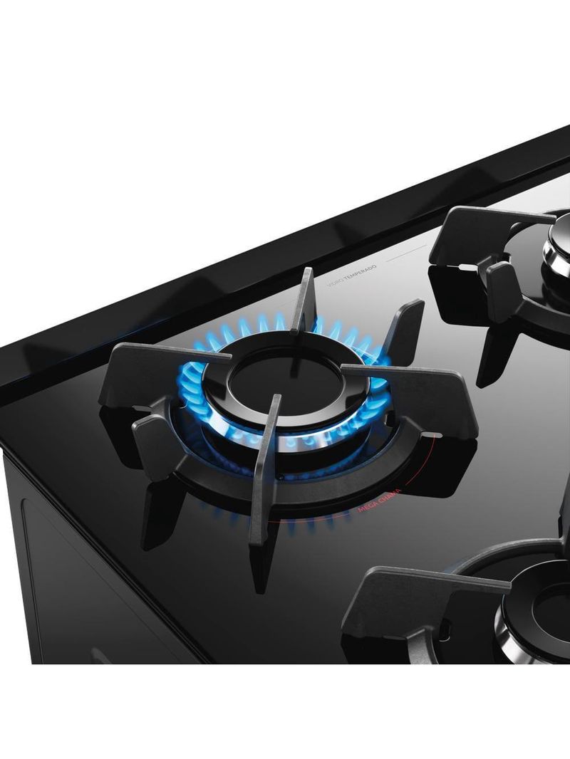 Fogão 4 bocas dako supreme timer glass com mesa de vidro e painel touch titanium – bivolt