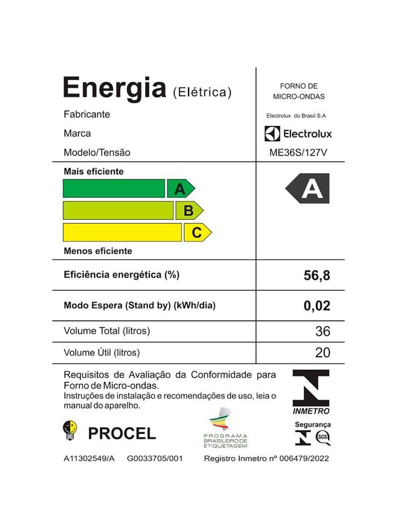 Forno de micro-ondas electrolux efficient me36s com funções fermentar e manter aquecido prata - 36l