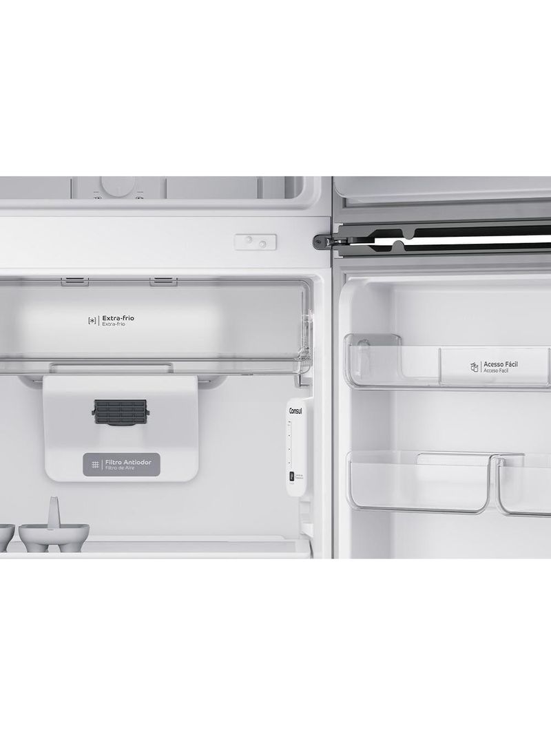 Geladeira consul frost free crm50lk duplex inox com função turbo, iluminação em led e filtro antiodor - 410 litros