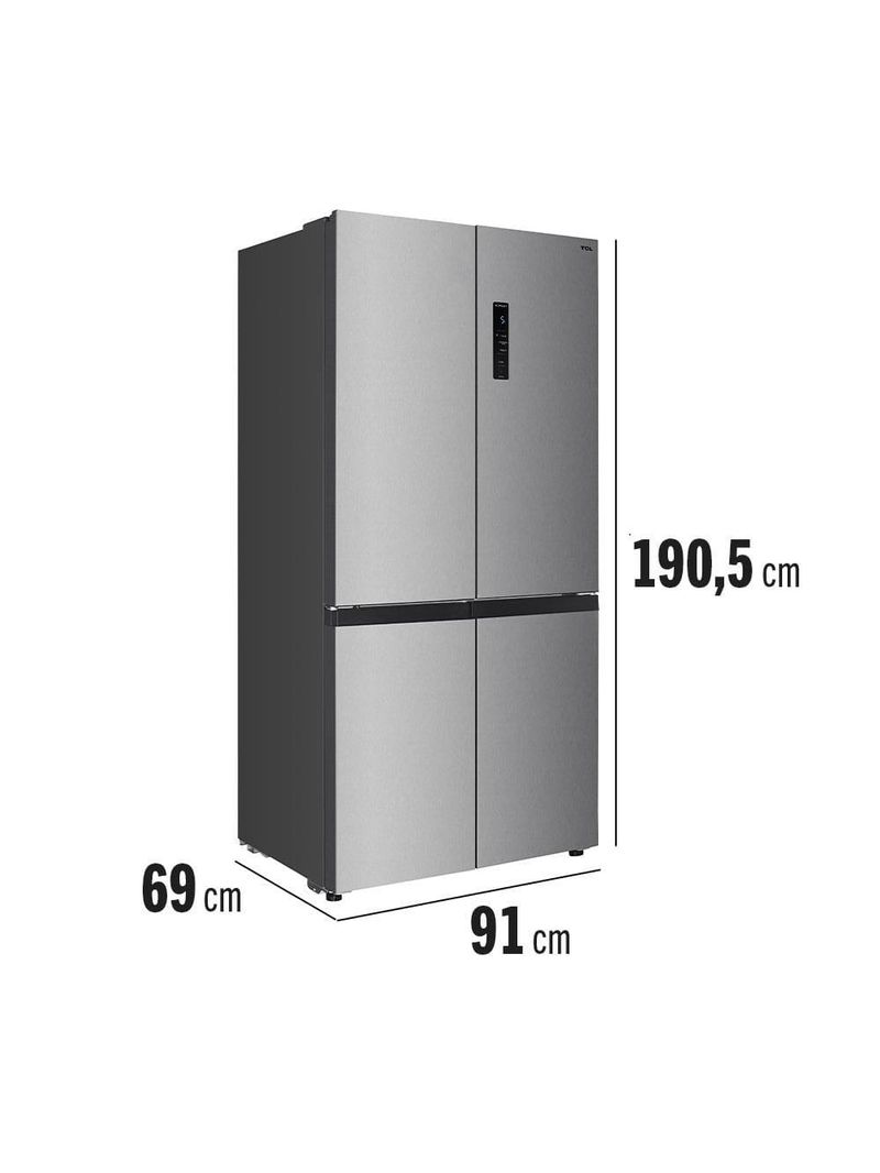 Geladeira tcl multidoor c589cdn1 frost free, twin eco inverter, multi-zone, painel digital com 4 portas inox - 589l