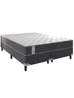 Cama box queen size portobel new lexus com molas ensacadas e revestimento em tecido poliéster 60x158x198cm - branco/cinza