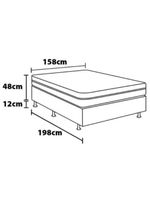 Cama box queen size portobel new lexus com molas ensacadas e revestimento em tecido poliéster 60x158x198cm - branco/cinza