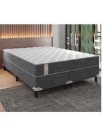 Cama box queen size portobel new lexus com molas ensacadas e revestimento em tecido poliéster 60x158x198cm - branco/cinza