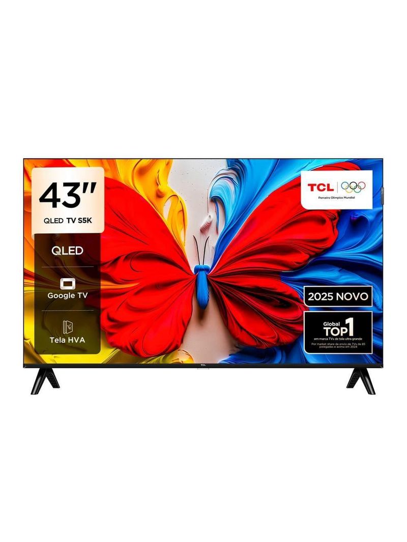 Smart tv 43” tcl 43s5k qled full hd google tv wi-fi
