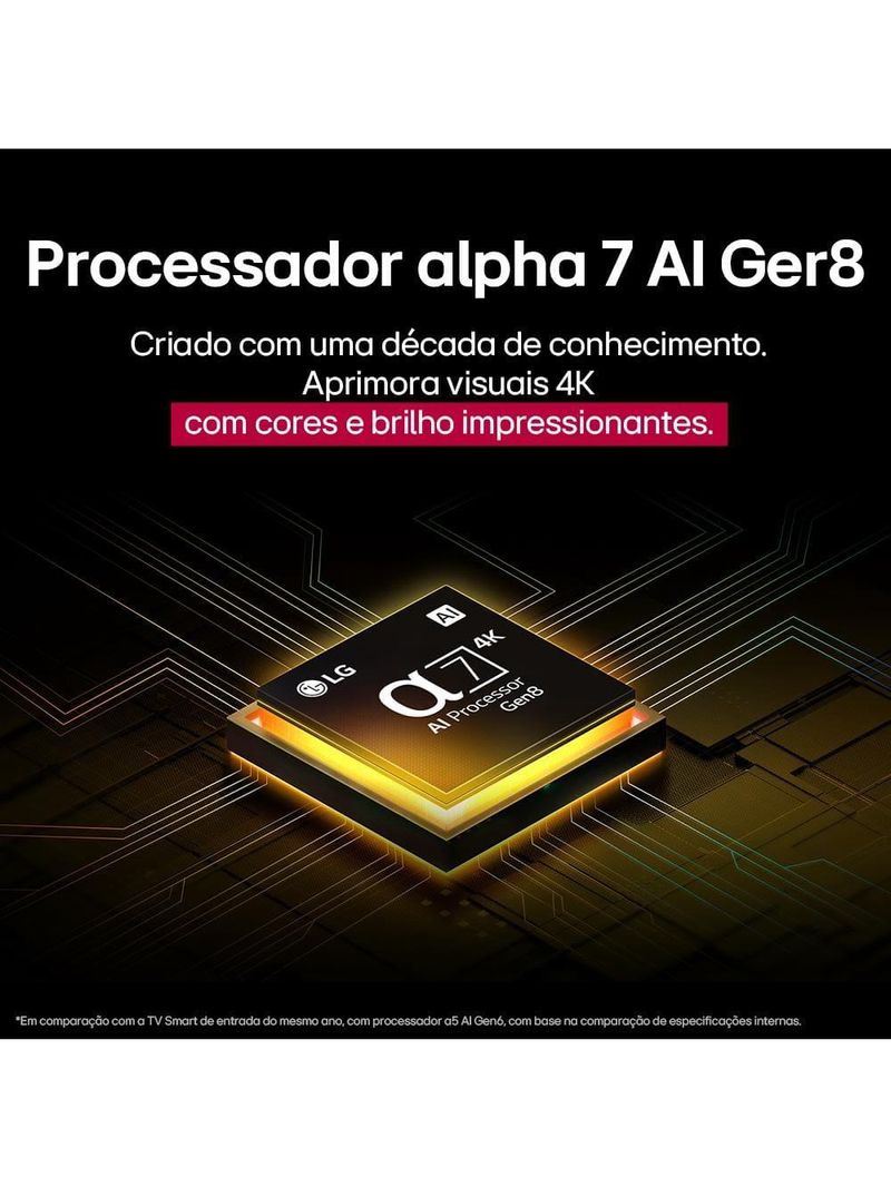 Smart tv 4k lg 43" uhd 43ua7500psa processador a7 gen8 alexa integrado otimizador de jogos