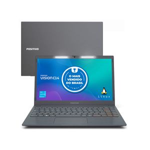 Notebook Positivo Vision C14 Intel® Celeron® Linux 4GB RAM 256GB eMMC 14.1” HD Lumina BAR – Cinza