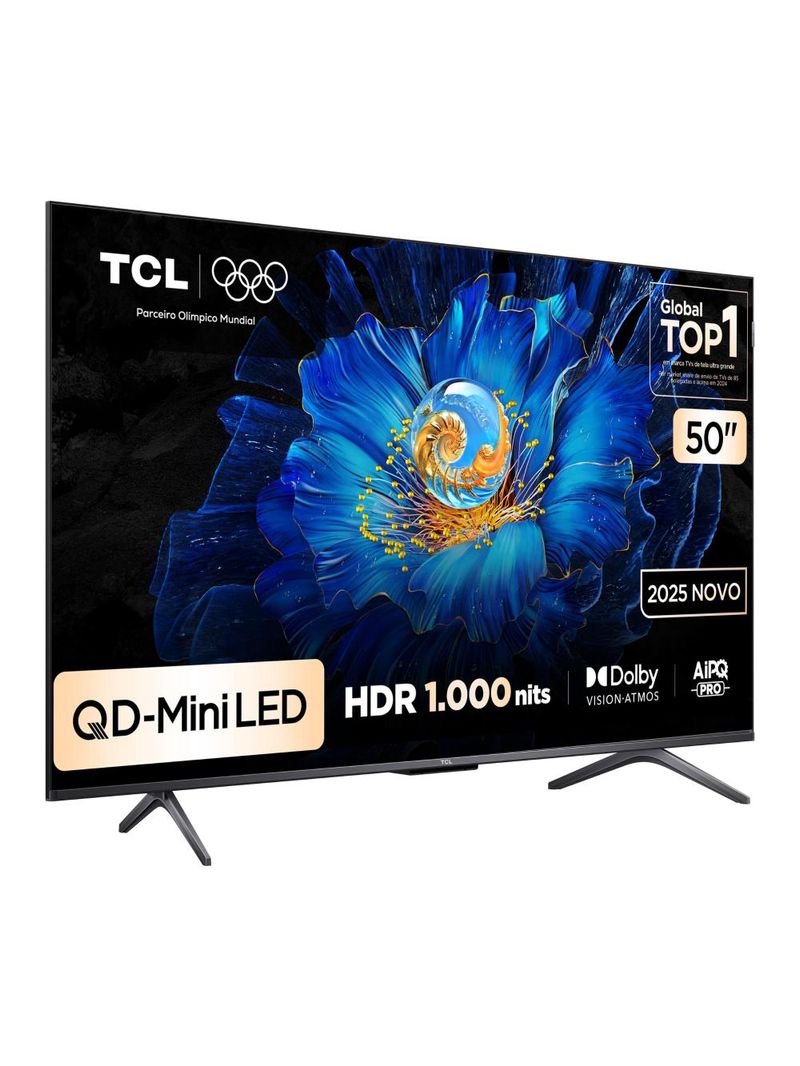 Smart tv tcl 50" 4k qd-mini led 50c6ks 60hz com sistema operacional google tv
