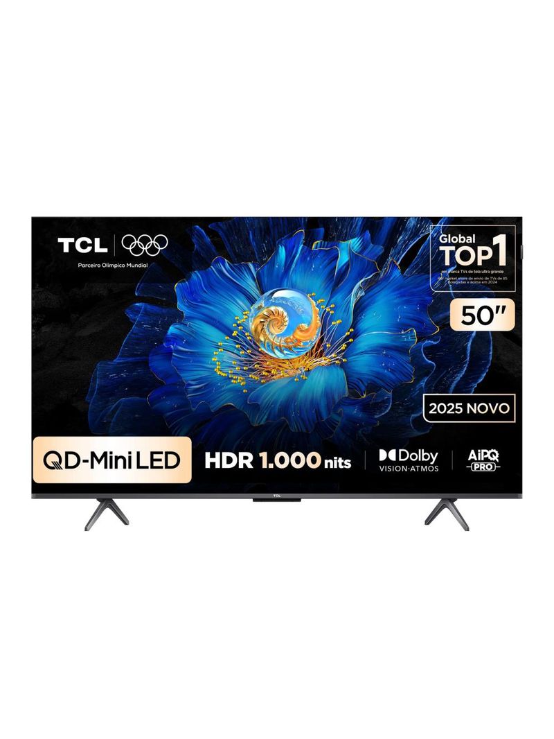 Smart tv tcl 50" 4k qd-mini led 50c6ks 60hz com sistema operacional google tv