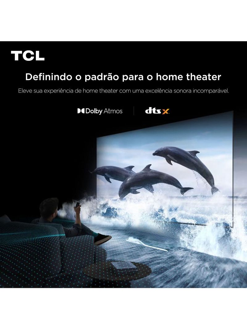 Smart tv tcl 50" 4k qd-mini led 50c6ks 60hz com sistema operacional google tv