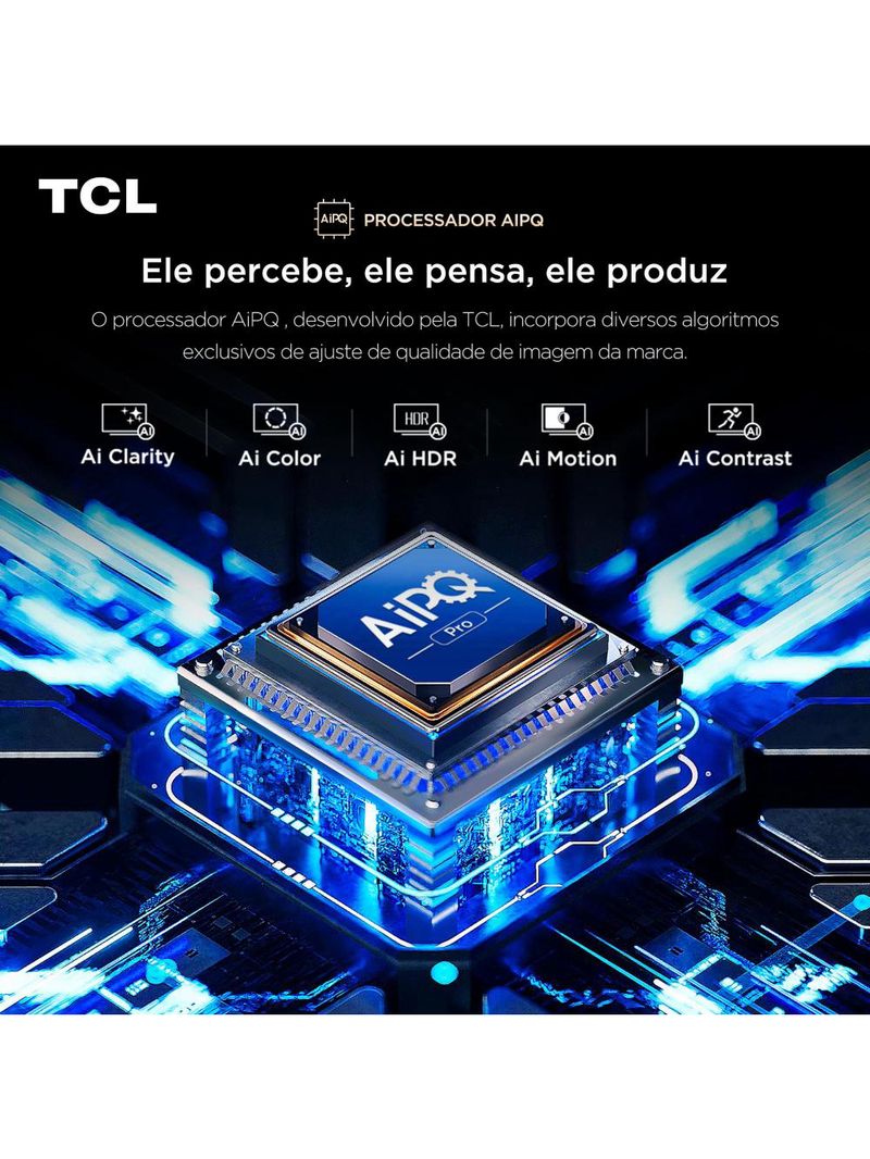 Smart tv tcl 50" 4k qd-mini led 50c6ks 60hz com sistema operacional google tv