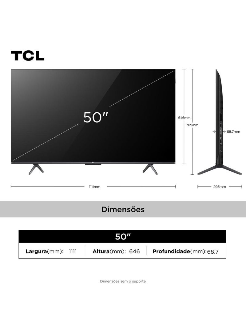 Smart tv tcl 50" 4k qd-mini led 50c6ks 60hz com sistema operacional google tv