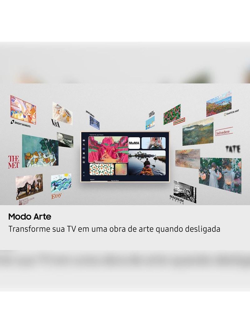 Smart tv 55” qled 4k samsung qn55ls03fagxzd the frame vision ai 2025 modo arte antirreflexo