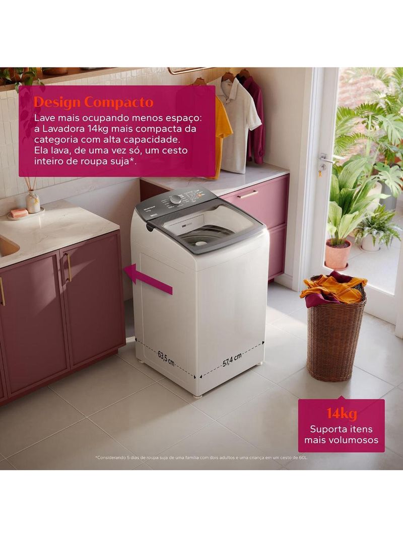 Máquina de lavar brastemp bwf14ab 14kg smart sensor ciclo tira mancha cesto inox branca