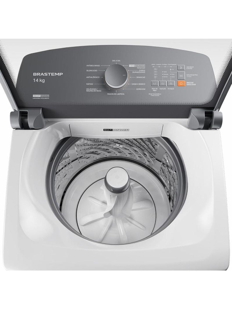 Máquina de lavar brastemp bwf14ab 14kg smart sensor ciclo tira mancha cesto inox branca