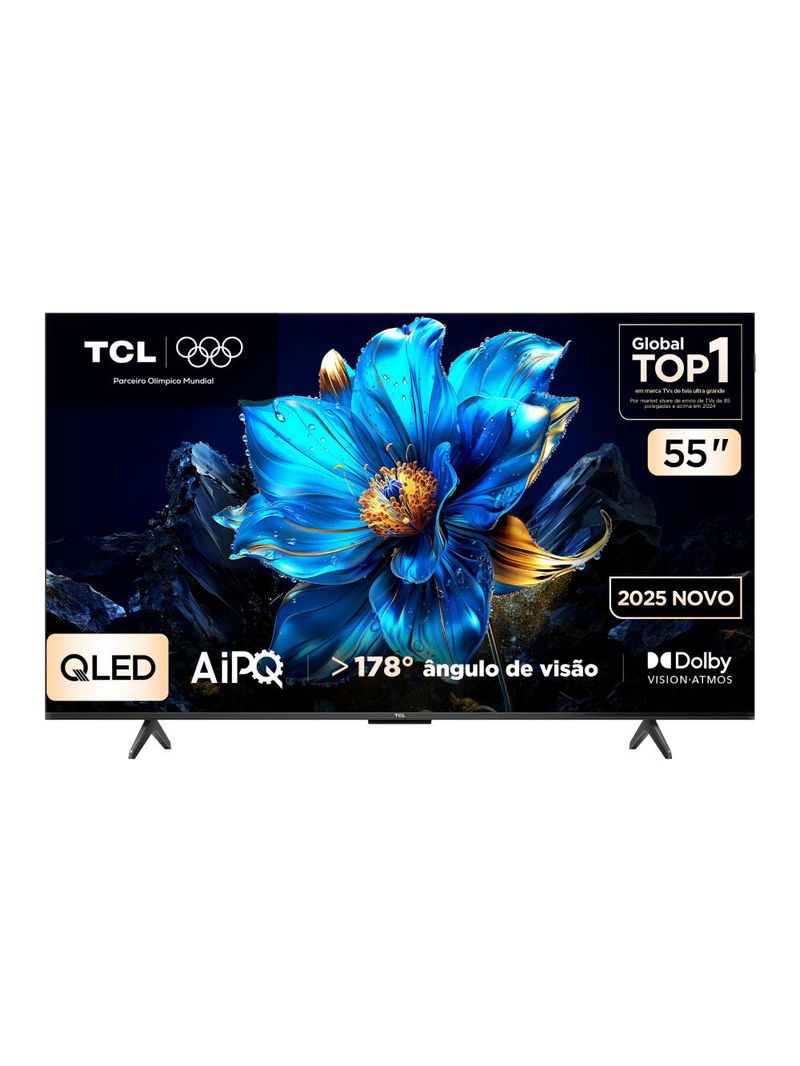 Smart tv 55” tcl 55p7k 4k qled 60hz hdr10+ dolby atmos dolby vision sistema operacional google tv