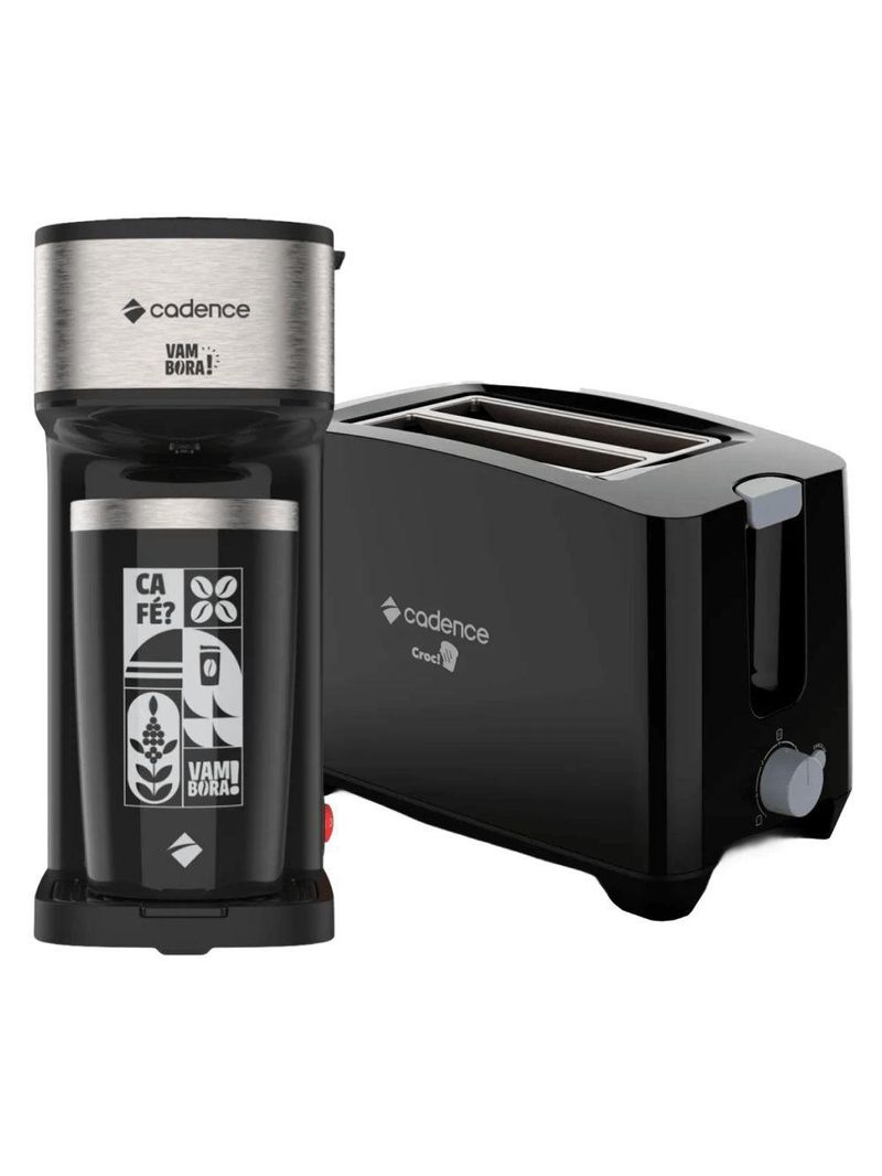 Kit Black Cadence - Cafeteira Vambora E Torradeira Croc 220V