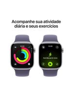 Apple watch series 11 gps+ cellular 42mm prateada pulseira p/m esportiva roxo-névoa