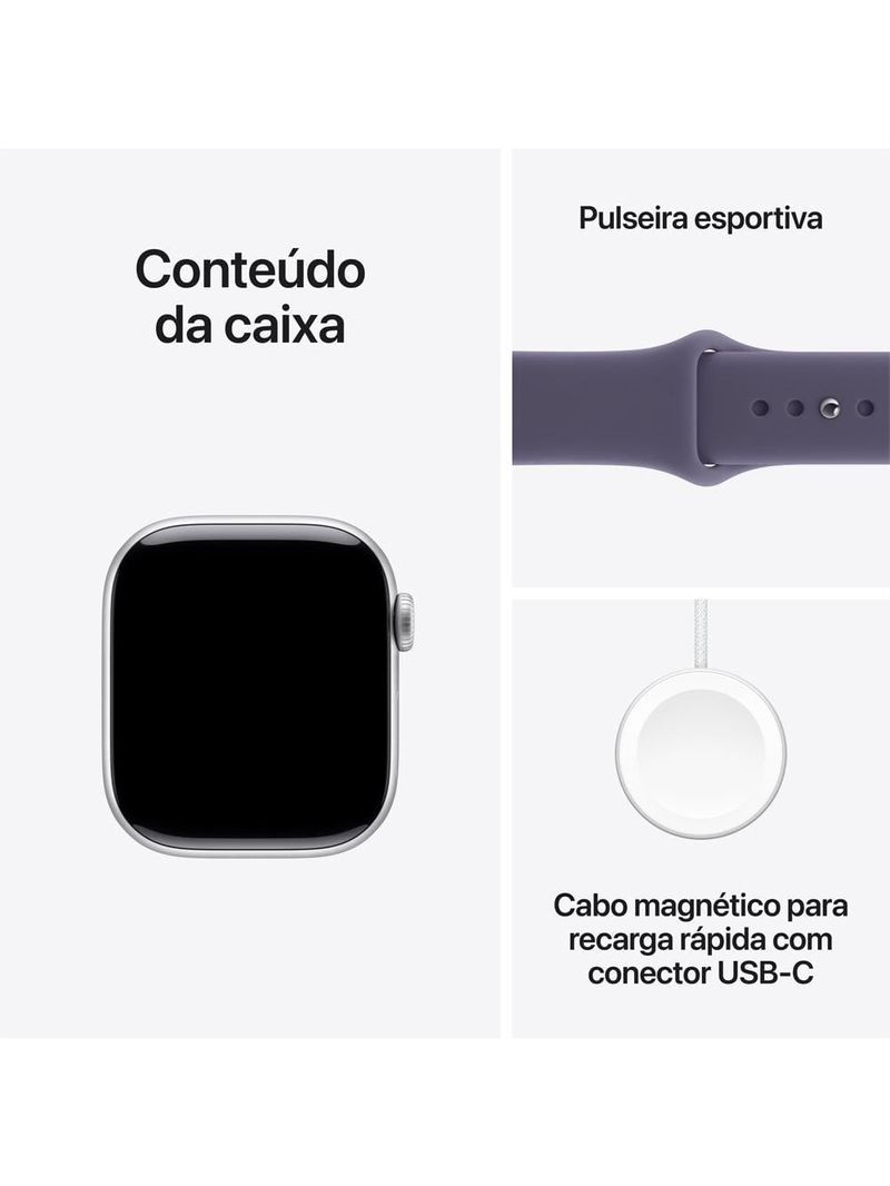 Apple watch series 11 gps+ cellular 42mm prateada pulseira p/m esportiva roxo-névoa