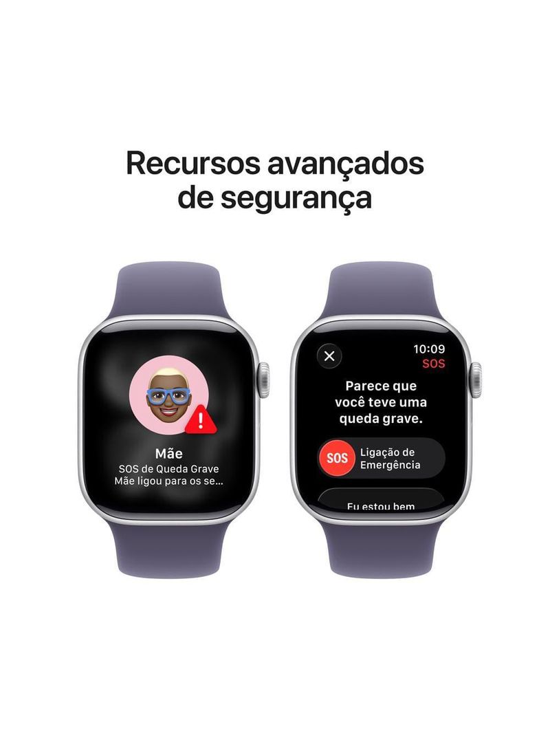 Apple watch series 11 gps+ cellular 42mm prateada pulseira p/m esportiva roxo-névoa