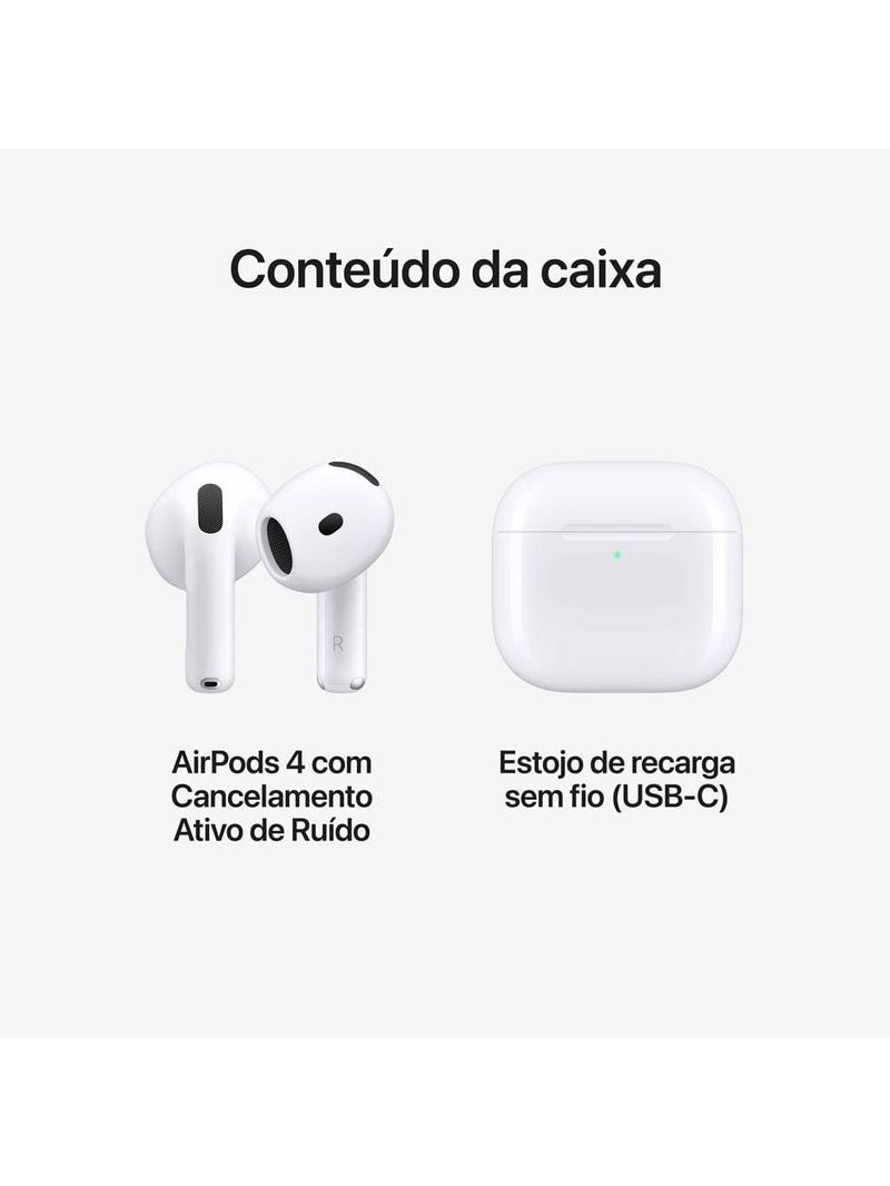 Apple airpods 4 com cancelamento ativo de ruído - branco