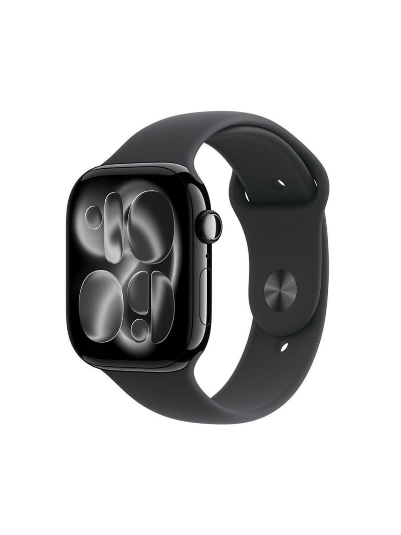 Apple watch series 11 gps 46mm preto brilhante pulseira m/g esportiva preta