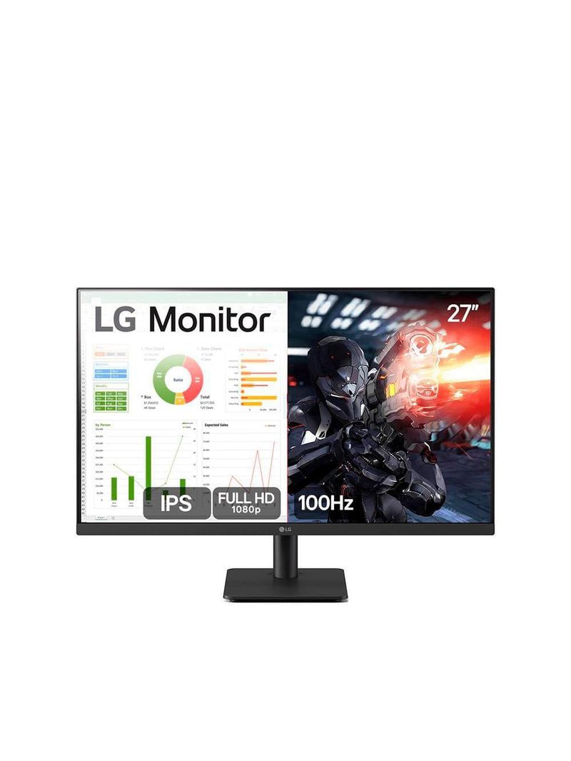 Monitor gamer 27” lg 27ms500-b com tela ips, full hd, 100hz, hdmi e dynamic action sync - preto