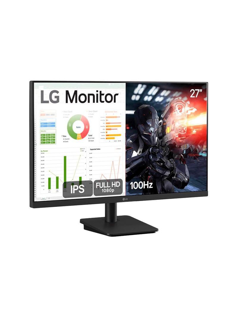 Monitor gamer 27” lg 27ms500-b com tela ips, full hd, 100hz, hdmi e dynamic action sync - preto