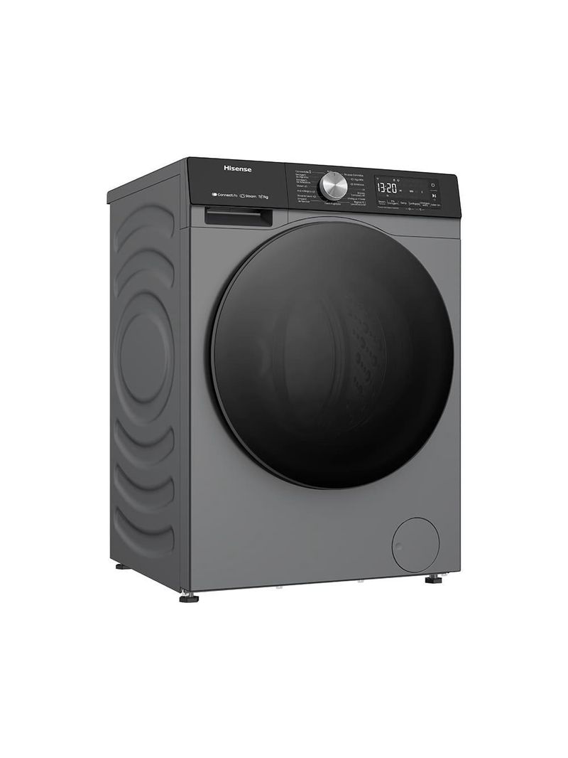 Lava e seca hisense 11/7kg wd3s11 com motor inverter, controle wi-fi, 13 programas de lavagem e 3 de secagem, painel touch - titanium