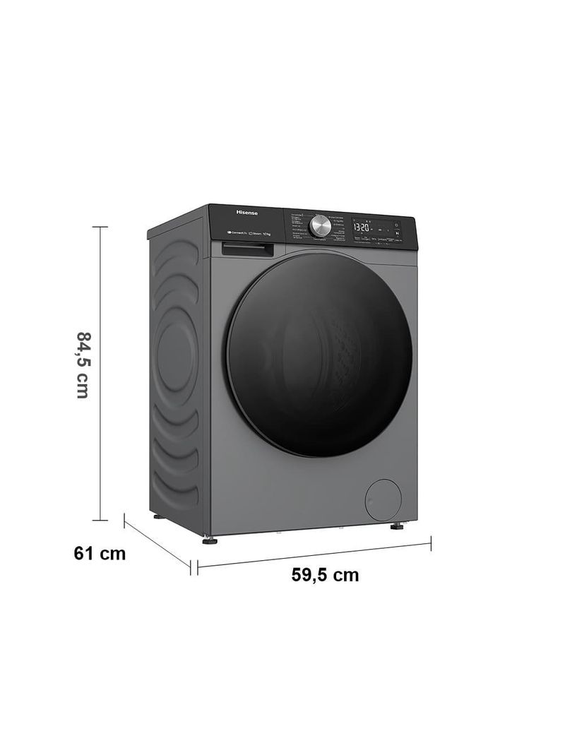 Lava e seca hisense 11/7kg wd3s11 com motor inverter, controle wi-fi, 13 programas de lavagem e 3 de secagem, painel touch - titanium