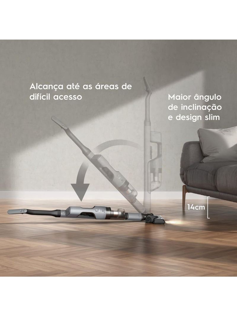 Aspirador de pó vertical sem fio electrolux cyclonic power erg018 90w 2em1 cinza