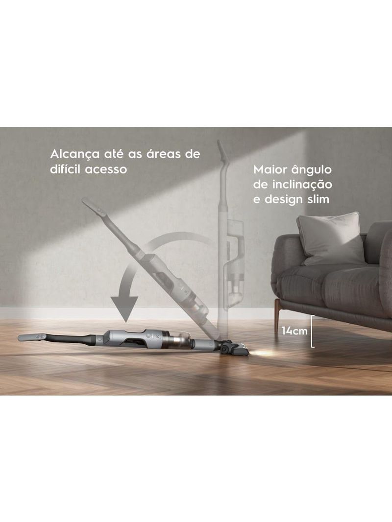Aspirador de pó vertical sem fio electrolux cyclonic power erg018 90w 2em1 cinza