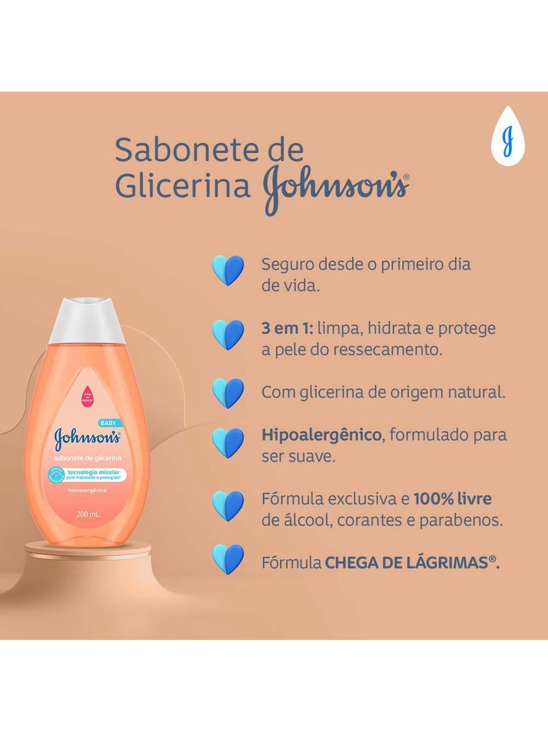 Sabonete líquido de glicerina da cabeça aos pés johnson's baby