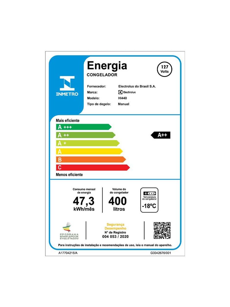 Freezer horizontal electrolux hi440 com tecnologia inverter, pés com rodízio, gás refrigerante r600a e degelo manual - 400 litros