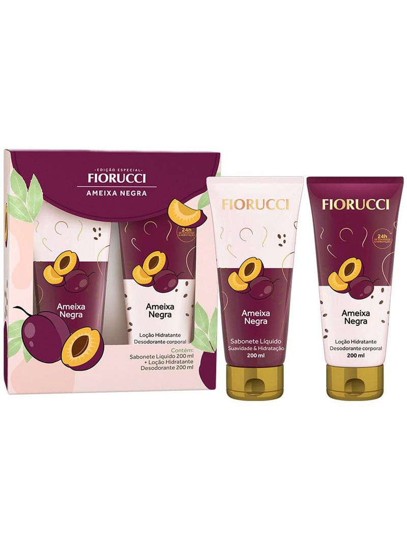 Fiorucci ameixa negra kit - sabonete líquido + loção desodorante