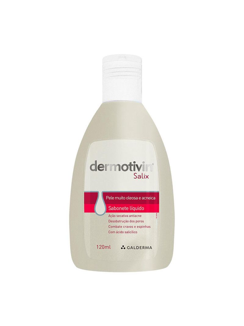 Sabonete líquido facial para pele muito oleosa e acneica dermotivin salix