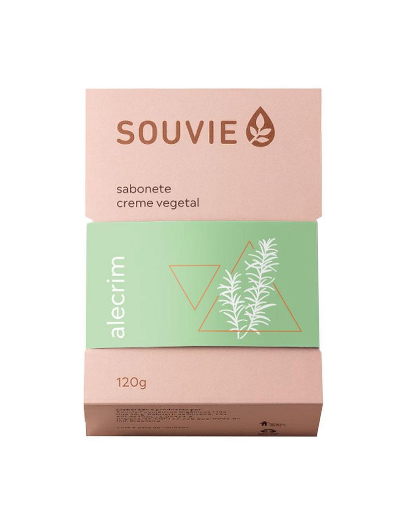 Sabonete em barra souvie creme vegetal orgânico alecrim