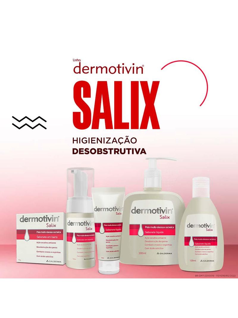 Sabonete líquido facial para pele muito oleosa e acneica dermotivin salix