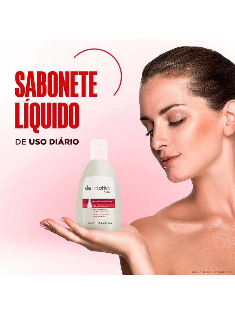 Sabonete líquido facial para pele muito oleosa e acneica dermotivin salix