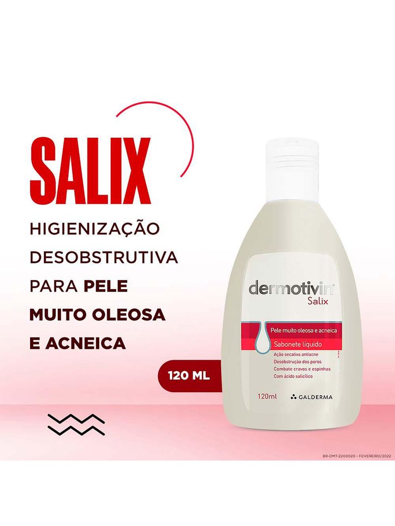 Sabonete líquido facial para pele muito oleosa e acneica dermotivin salix